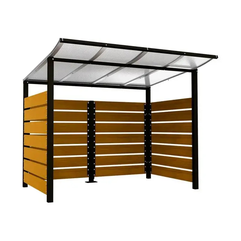 Abri conteneurs modulo-Noir-2000 mm-bois lasuré Chêne clair-2500 mm