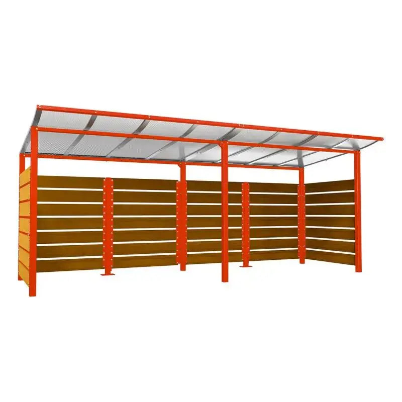 Abri conteneurs modulo-Rouge-2000 mm-bois lasuré Chêne clair-5000 mm