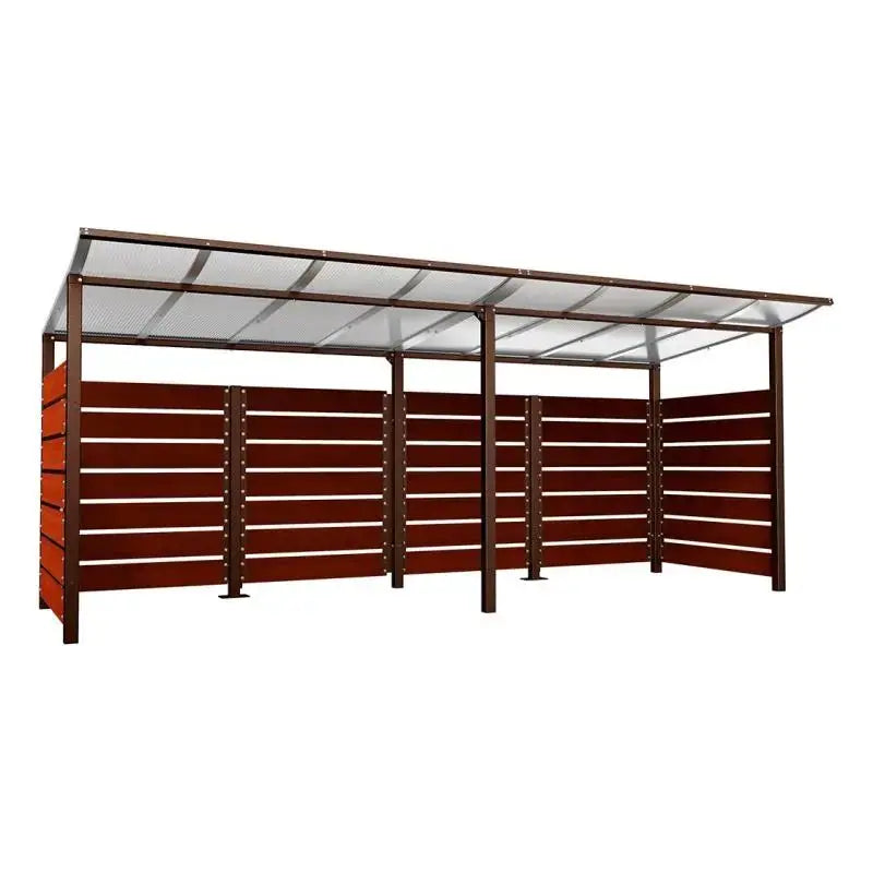 Abri conteneurs modulo-Corten-2000 mm-bois lasuré Acajou-5000 mm