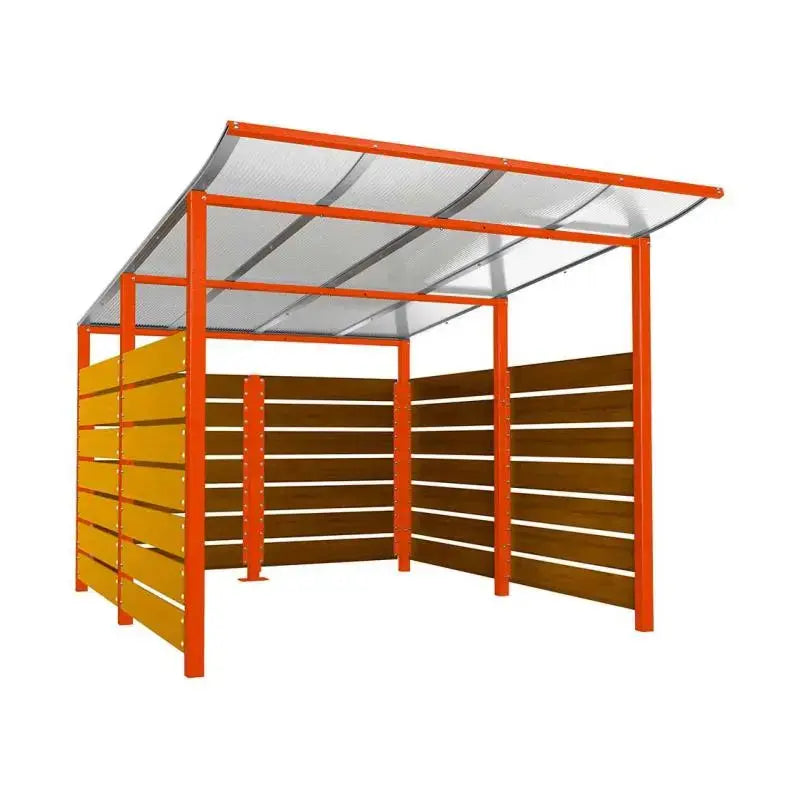 Abri conteneurs modulo-Rouge-3400 mm-bois lasuré Chêne clair-2500 mm