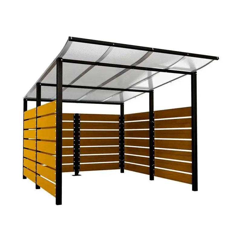 Abri conteneurs modulo-Noir-3400 mm-bois lasuré Chêne clair-2500 mm