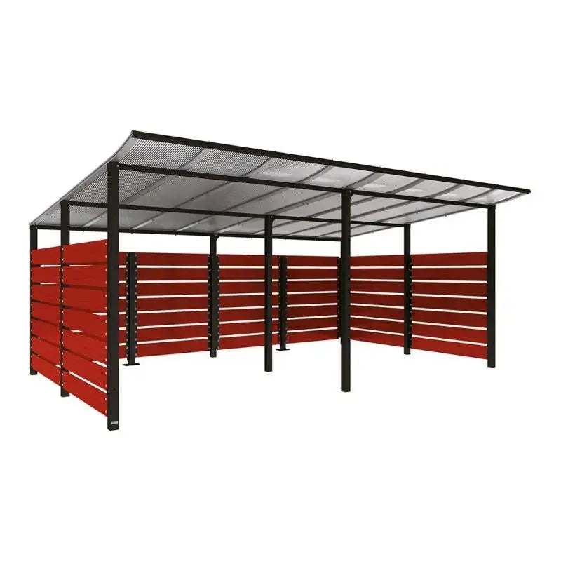 Abri conteneurs modulo-Noir-3400 mm-bois lasuré Acajou-5000 mm