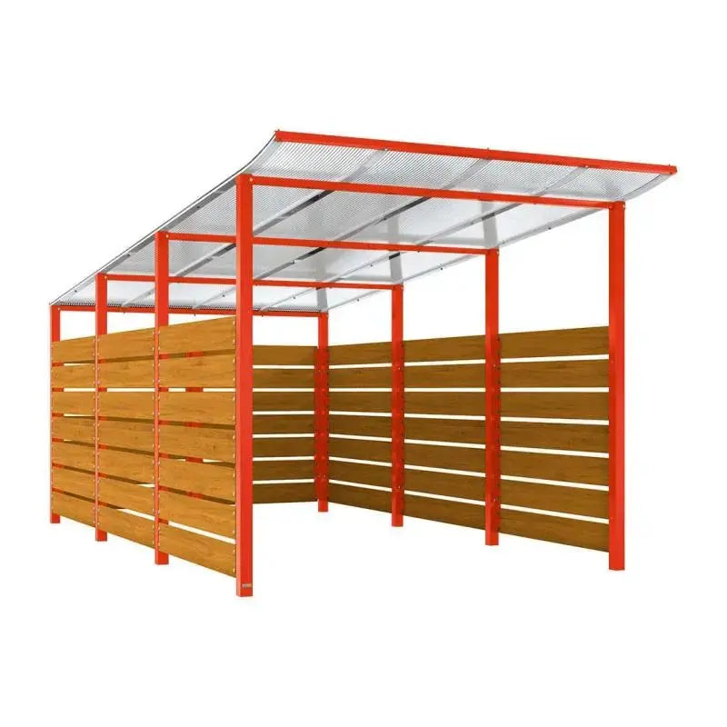 Abri conteneurs modulo-Rouge-4 800 mm-bois lasuré Chêne clair-2500 mm