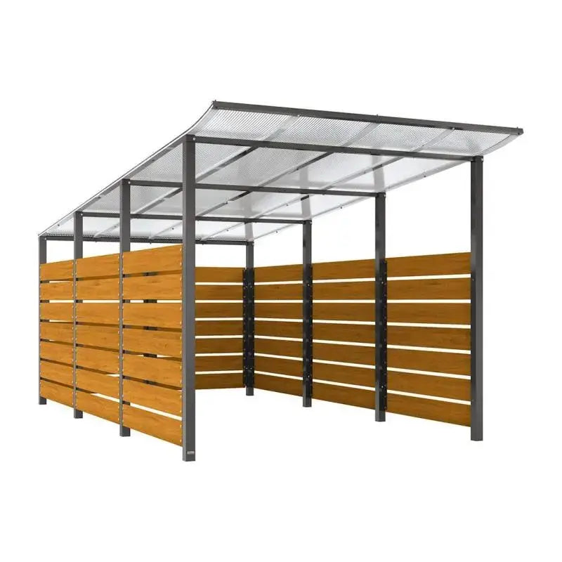 Abri conteneurs modulo-Gris city-4 800 mm-bois lasuré Chêne clair-2500 mm