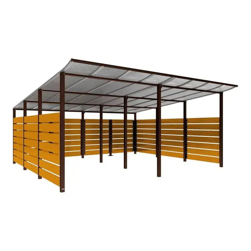 Abri conteneurs modulo-Marron-4 800 mm-bois lasuré Chêne clair-5000 mm