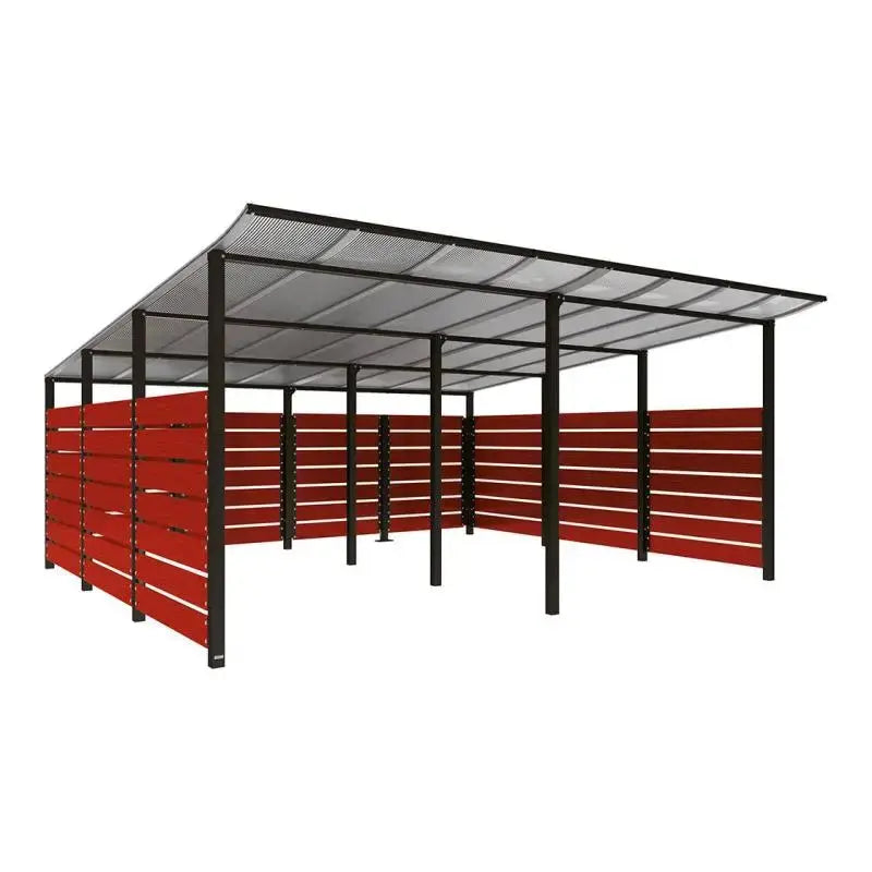 Abri conteneurs modulo-Noir-4 800 mm-bois lasuré Acajou-5000 mm