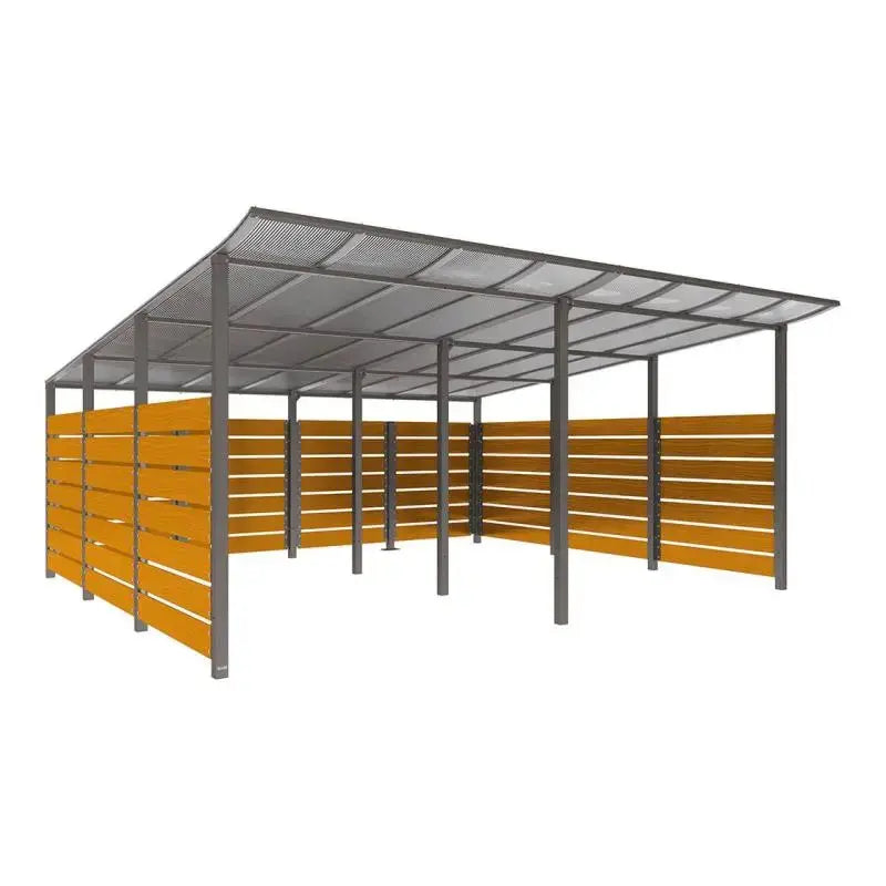 Abri conteneurs modulo-Gris city-4 800 mm-bois lasuré Chêne clair-5000 mm