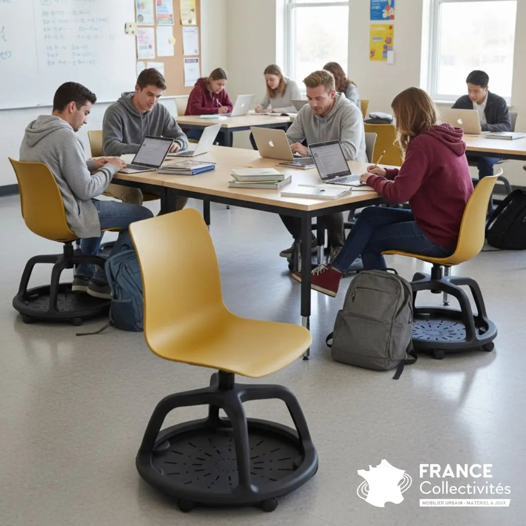 Chaise de formation College avec piètement mobile gris alu et design ergonomique