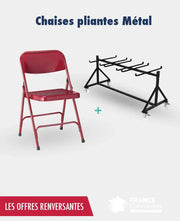 Promo 48 chaises pliantes métal + 1 chariot france collectivités
