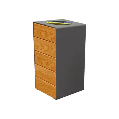 Corbeille KUB tri sélectif acier et bois