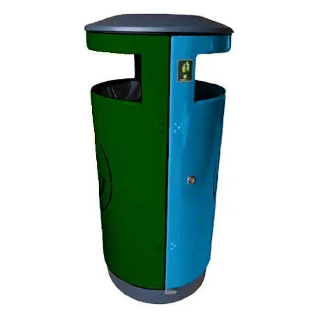 Corbeille acier Smiley Park tri sélectif 2x40L