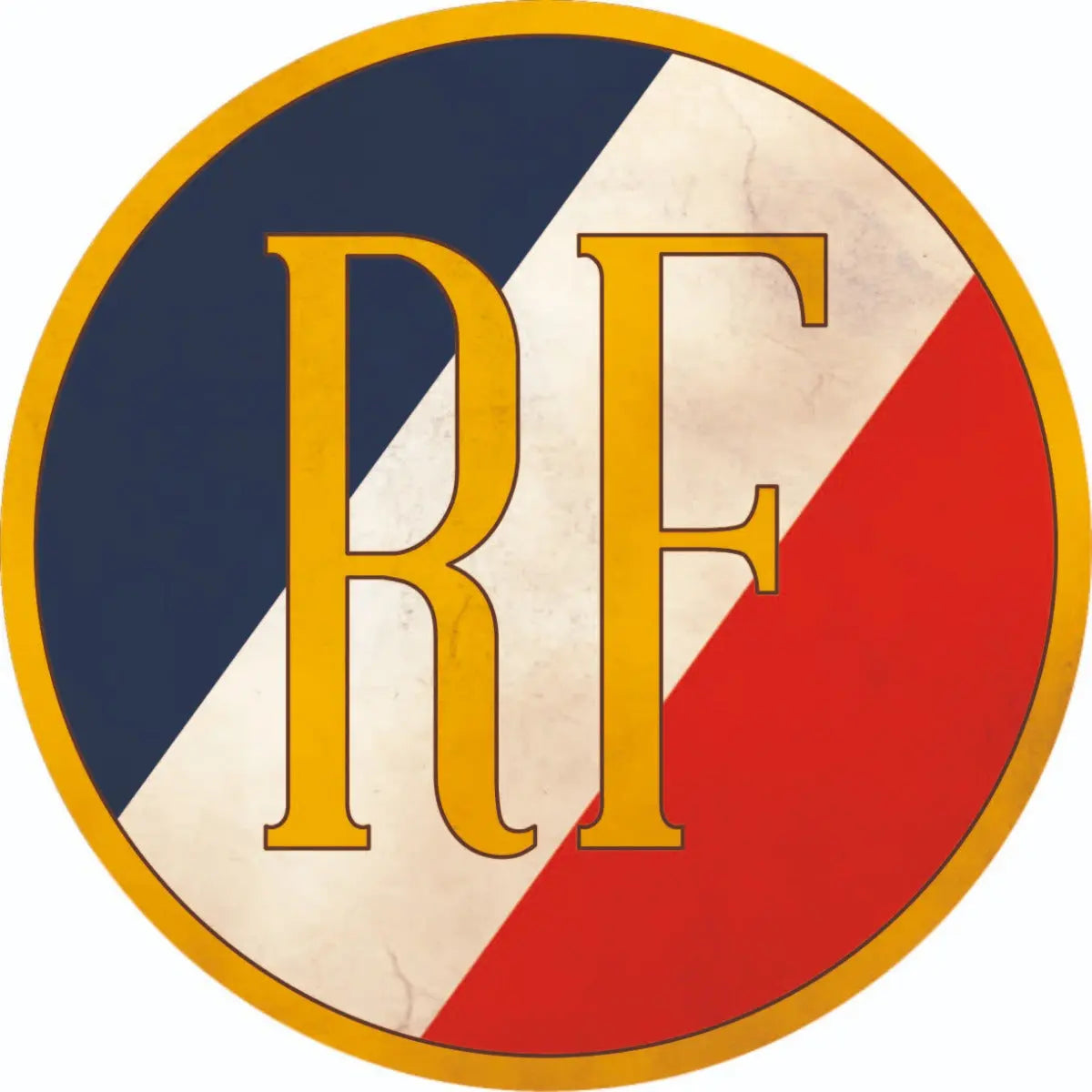 Ecusson porte-drapeaux rond RF aspect vieilli - vintage france collectivités