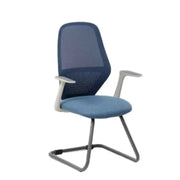 Chaise visiteur Time bleu avec piètement luge en acier