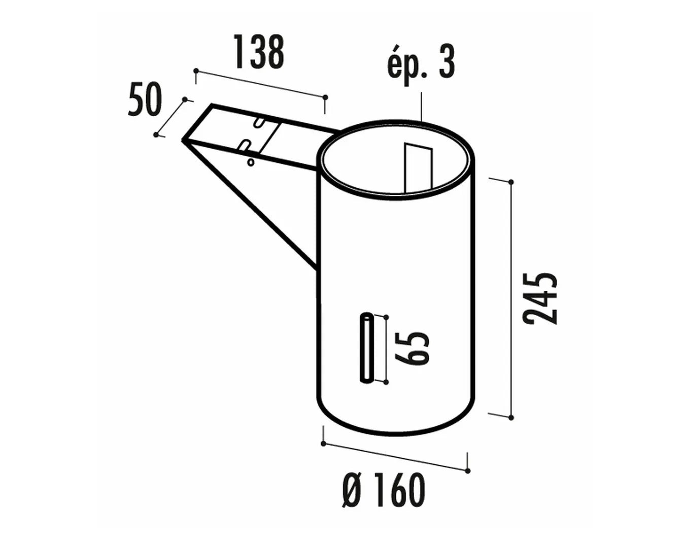 Fourreau amovible compatible bornes Marsella ou Cordoue avec clé triangle et obturateur.