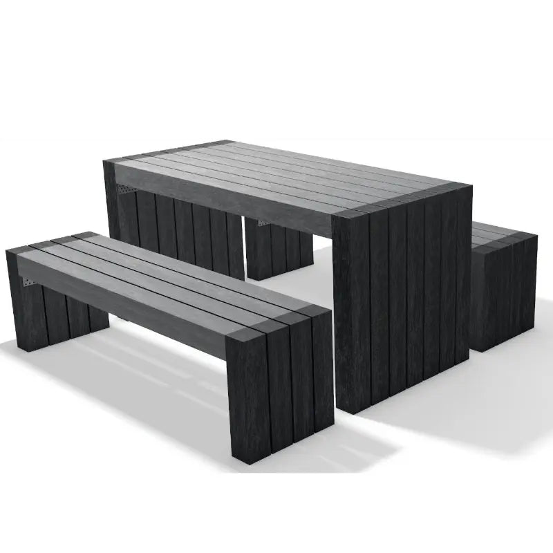Ensemble table et bancs en plastique recyclé Calero