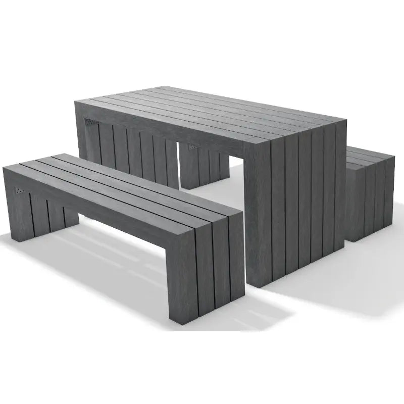 Ensemble table et bancs en plastique recyclé Calero