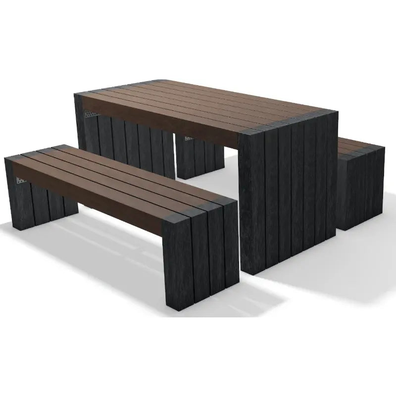 Ensemble table et bancs en plastique recyclé Calero