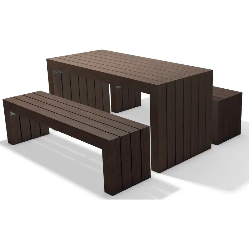 Ensemble table et bancs en plastique recyclé Calero
