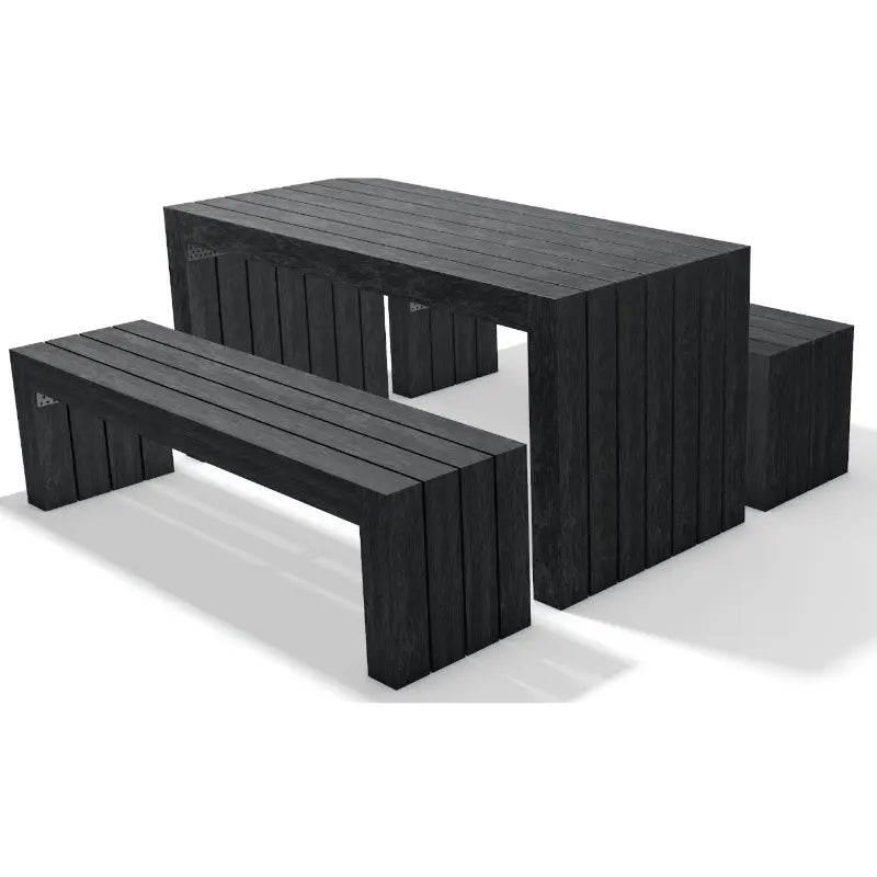 Ensemble table et bancs en plastique recyclé Calero