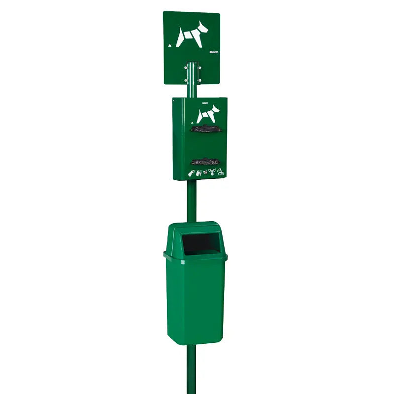 Borne hygiène canine sur poteau Hygeca + corbeille Proximi 23L Rossignol