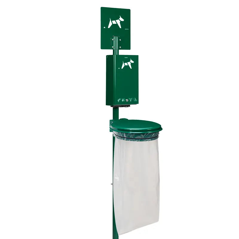 Borne hygiène canine sur poteau Hygeca + support sac collecmur Extreme 110L Rossignol