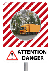 Miroir de sécurité avec message "Attention danger" 90° - France Collectivités