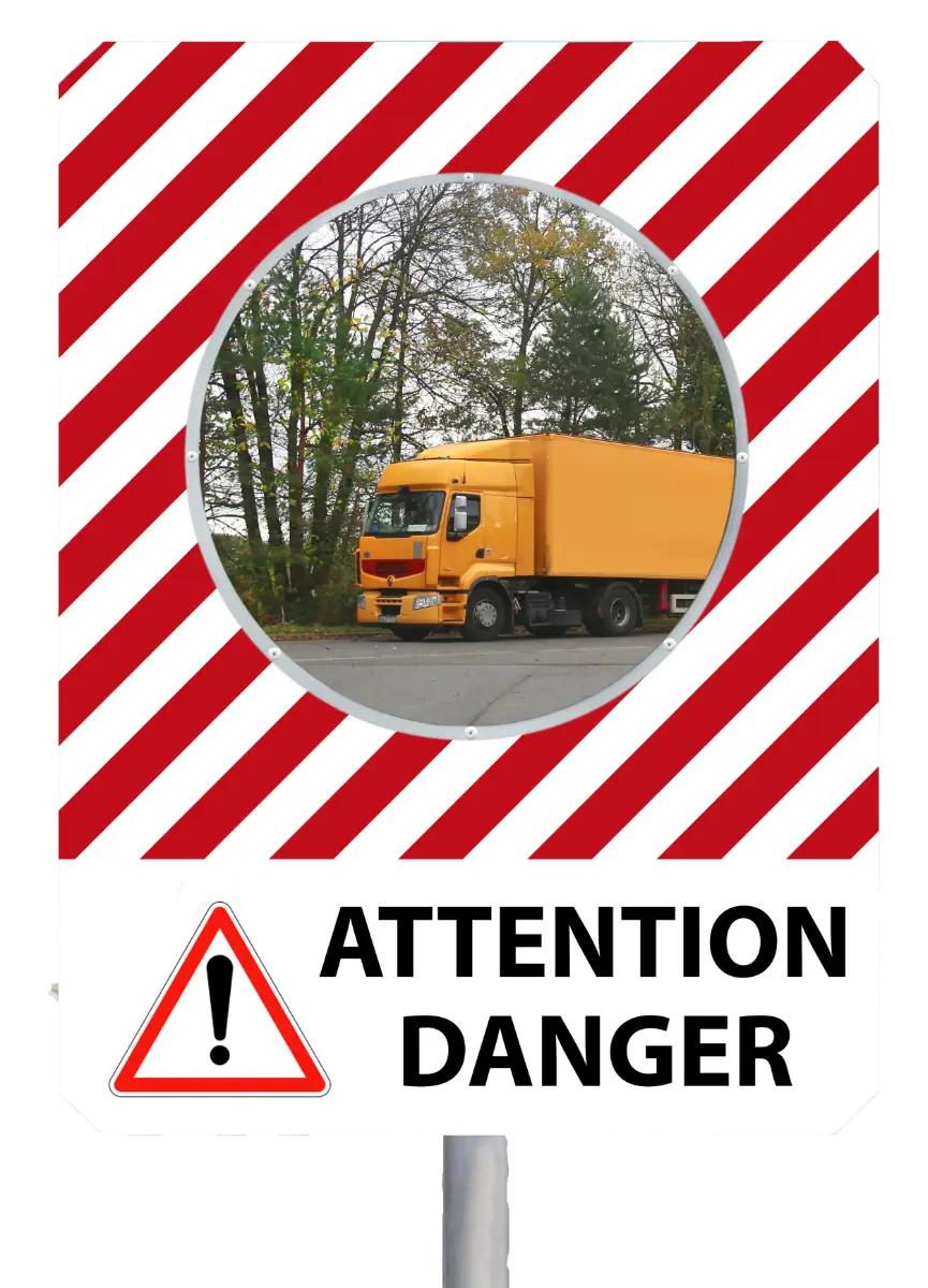 Miroir de sécurité avec message "Attention danger" 90° - France Collectivités