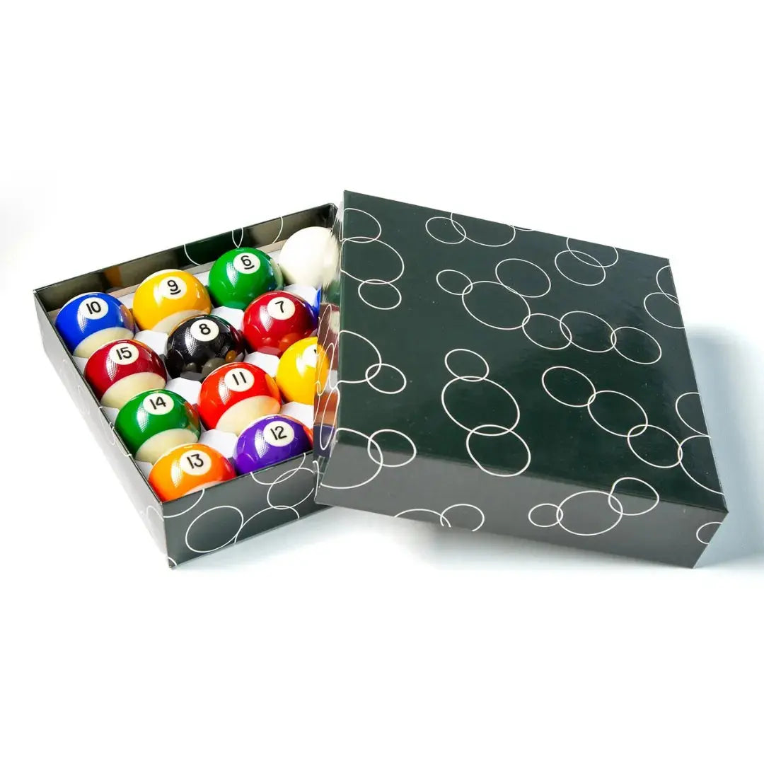 Jeu de billes couleur pour billard américain, billes de 57mm, avec sa boîte de rangement
