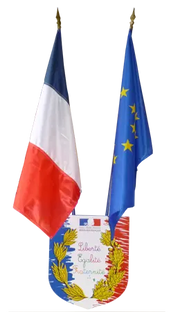 LOT Ecusson Spécial Ecole + 2 Drapeaux france collectivités