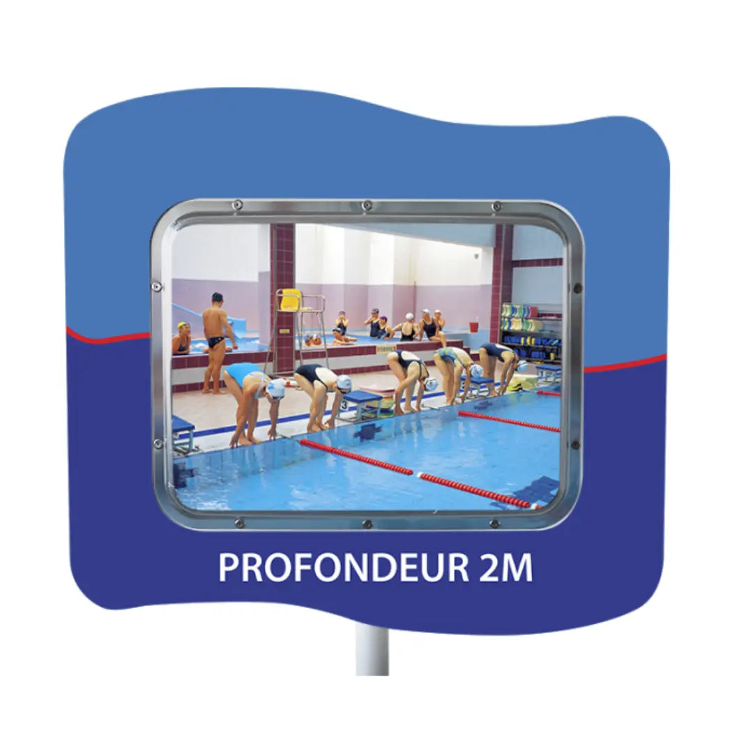 Miroir avec message "PROFONDEUR 2.00 M" - 600 x 800 mm - France Collectivités