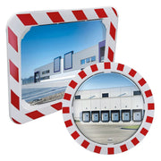 Miroir industrie de sécurité pour extérieur - Cadre rouge et blanc - France Collectivités