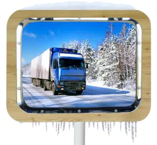 Miroir multi-usages en INOX POLI vision à 90° - avec dispositif ANTIGIVRE et ANTIBUÉE - Gamme JURA en bois - France Collectivités