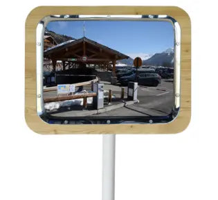 Miroir multi-usages en INOX POLI vision à 90°- Gamme JURA en bois - France Collectivités