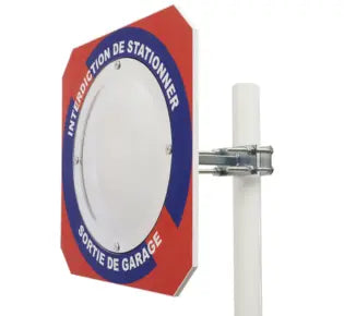 Miroir pour sortie de garage sur cadre "Interdiction de stationner" - Gamme Citymir - France Collectivités
