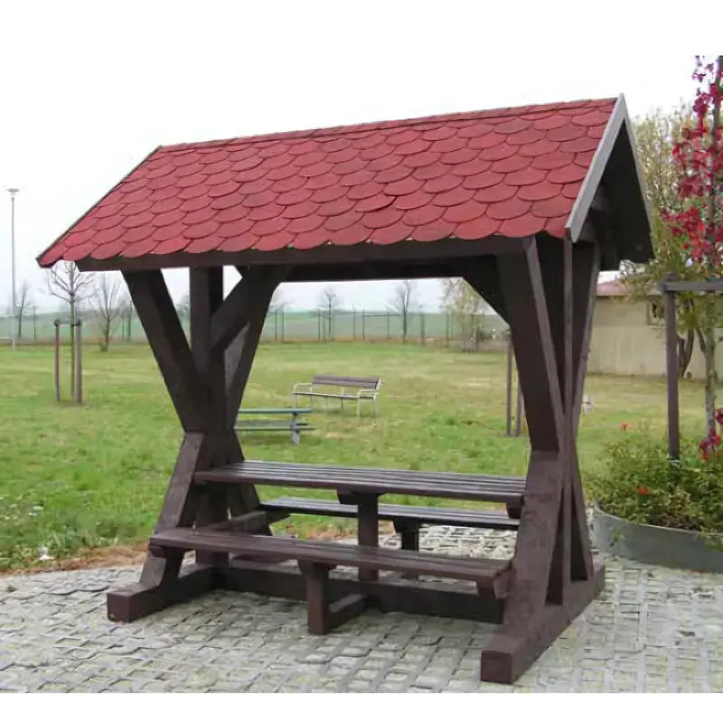 Ensemble abri banquettes et table en plastique recyclé Grand Canyon