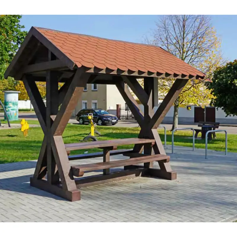 Ensemble abri banquettes et table en plastique recyclé Grand Canyon