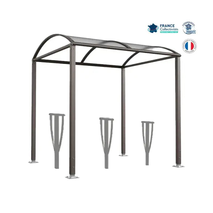 Abri vélos Voûte gris city pour 6 vélos, en pack avec 3 appuis lisbonne