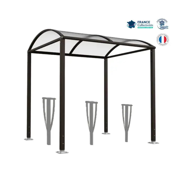 Abri vélos Voûte noir pour 6 vélos, en pack avec 3 appuis lisbonne