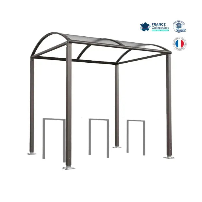 Abri vélos Voûte gris city pour 6 vélos, en pack avec 3 appuis milan