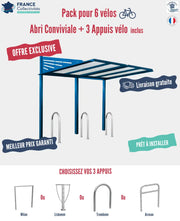 Pack abri vélos Conviviale + appuis au choix - 6 places Procity