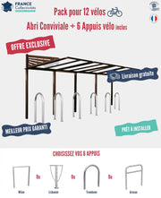 Pack abri vélos Conviviale + appuis au choix - 12 places Procity