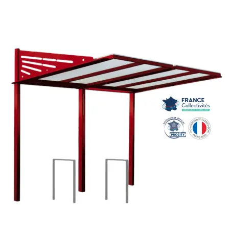 Abri vélos Conviviale bordeaux pour 4 vélos, en pack avec 2 appuis milan
