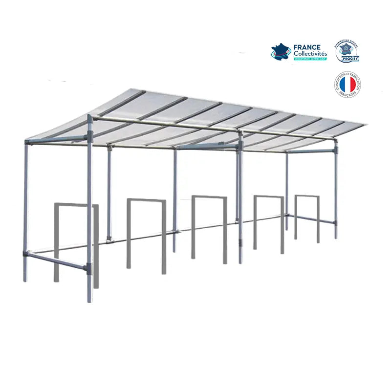 Abri vélos économique pour 10 vélos, en pack avec 5 appuis milan