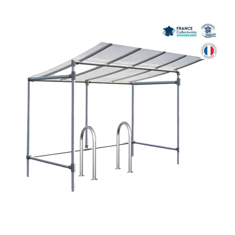 Abri vélos économique pour 4 vélos, en pack avec 2 appuis trombone