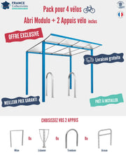 Pack abri vélos Modulo + appuis au choix - 4 places Procity