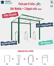 Pack abri vélos Modulo + appuis au choix - 6 places Procity