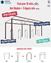 Pack abri vélos Modulo + appuis au choix - 10 places Procity