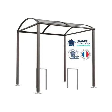 Abri vélos Voûte gris city pour 4 vélos, en pack avec 2 appuis milan