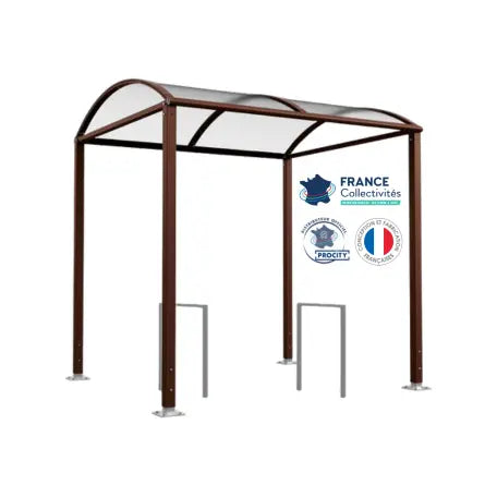 Abri vélos Voûte marron pour 4 vélos, en pack avec 2 appuis milan