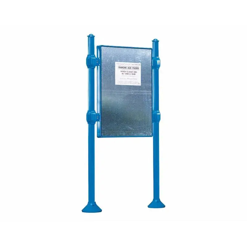 Panneau d'affichage vertical en extérieur à fixer sans bandeau titre, avec pommeau agora bleu